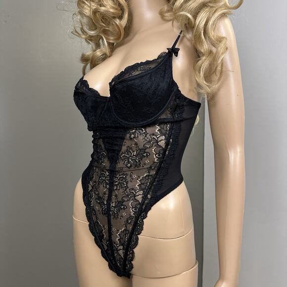 Vintage Victoria’s Secret Teddy 34C High Cut Thong Style Bodysuit USA Made 90s - Picture 1 of 10